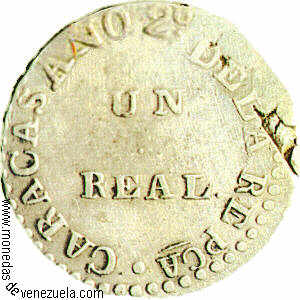  1 Real 1812 Provincia de Caracas Monedas Patriotas 2