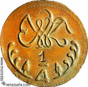 1/4  Real  1804 Epoca Colonial Provincia de Caracas Reverso