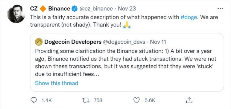 Binance reanuda la retirada de criptomonedas de DOGE tras la interrupción