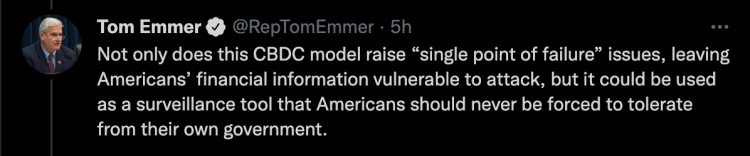 Un congresista redacta un proyecto de ley para bloquear la creación de la stablecoin de la Fed