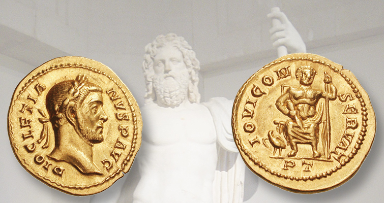 jupiter-gold-aureus-trier-diocletian-statue