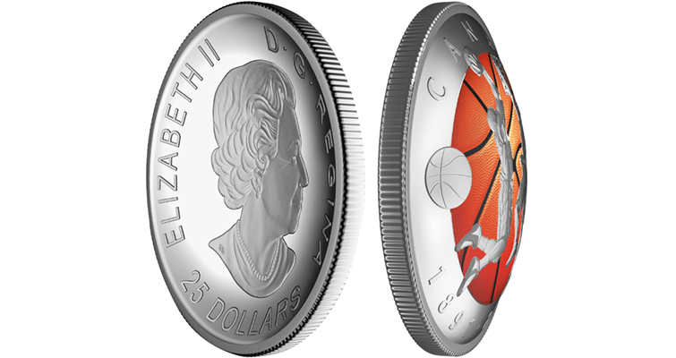 Canadá acuña una moneda de 25 dólares de baloncesto con cúpula naranja