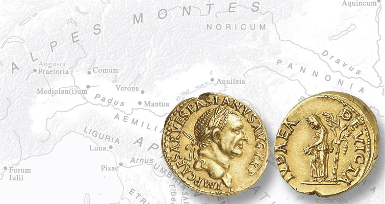 Un áureo de oro del 71 d.C. protagoniza una reciente subasta