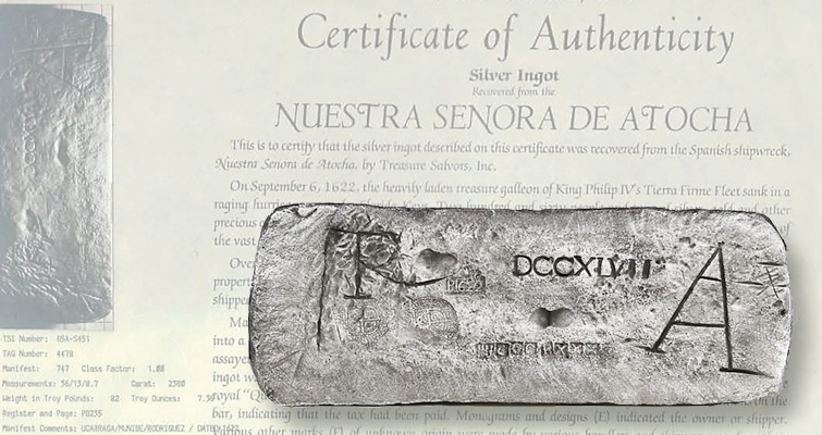 1622-atocha-silver-bar-and-certificate