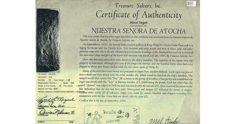 Se vende un lingote de plata de 82 libras procedente de un famoso naufragio