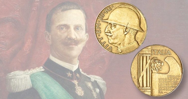 Italia emite una medalla de oro de 100 liras por la Primera Guerra Mundial