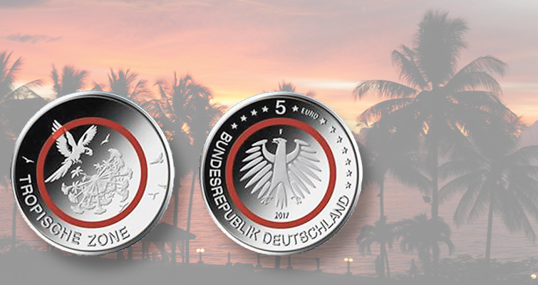 Alemania rendirá homenaje a los trópicos en una moneda de 5 euros de polímero anillado