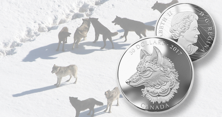Canadá exhibe el lobo gris en una moneda de plata de dos onzas
