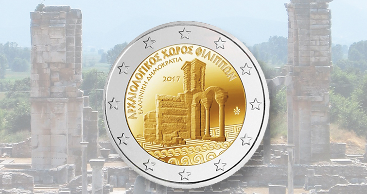 La moneda de 2 euros que circula en Grecia rinde homenaje a la antigua Filipo