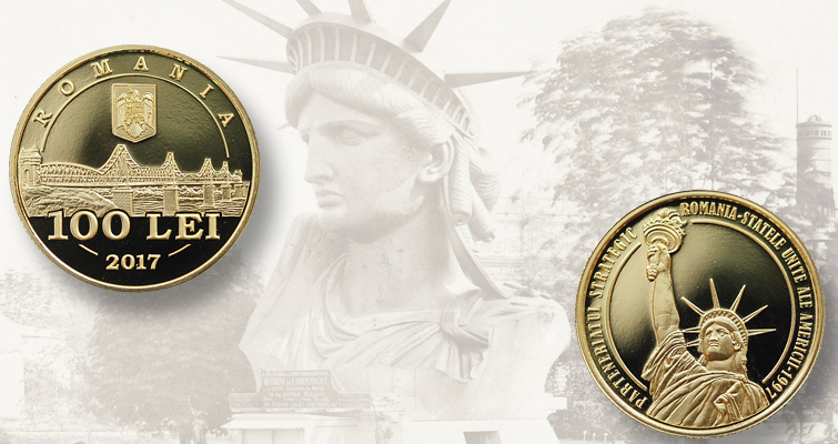 Rumanía celebra las relaciones con Estados Unidos con una moneda de 2017