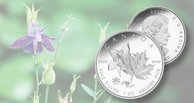 La hoja de arce y la flor se combinan en una moneda de plata de baja acuñación