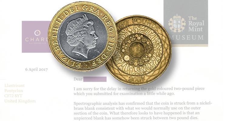 Se confirma el error de la moneda de 2 libras de la Real Casa de la Moneda una década después