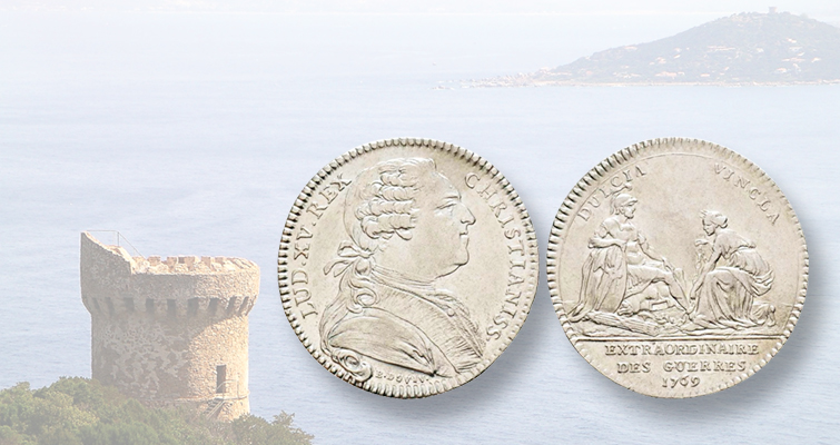 El jetón de plata de Francia celebra la Guerra de Córcega