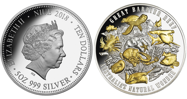 Las estrellas de la Gran Barrera de Coral de Australia en 10 dólares de plata