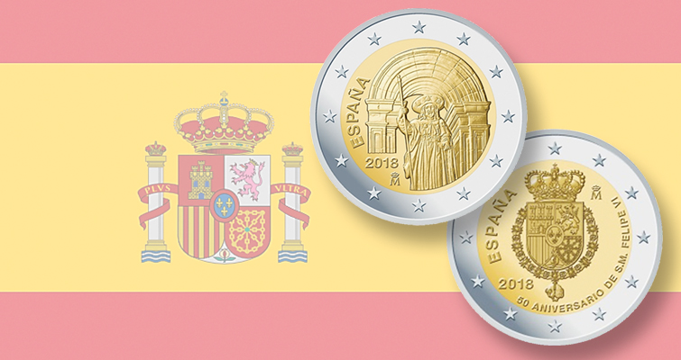 España emite monedas conmemorativas de 2 euros en circulación en 2018