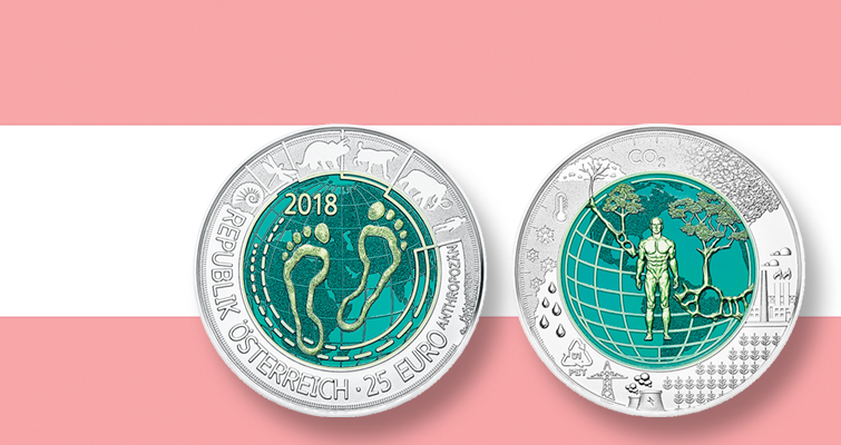 Austria marca la era del Antropoceno con una moneda de 25 euros de niobio