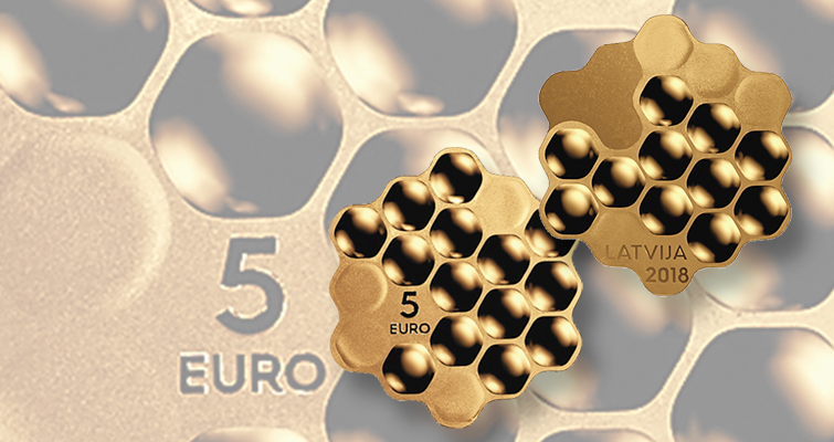 Moneda de panal letona, símbolo de la «dulzura del trabajo