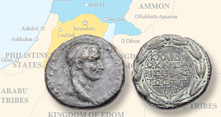 Rara moneda de bronce de Judea para Herodes de Calcis en venta