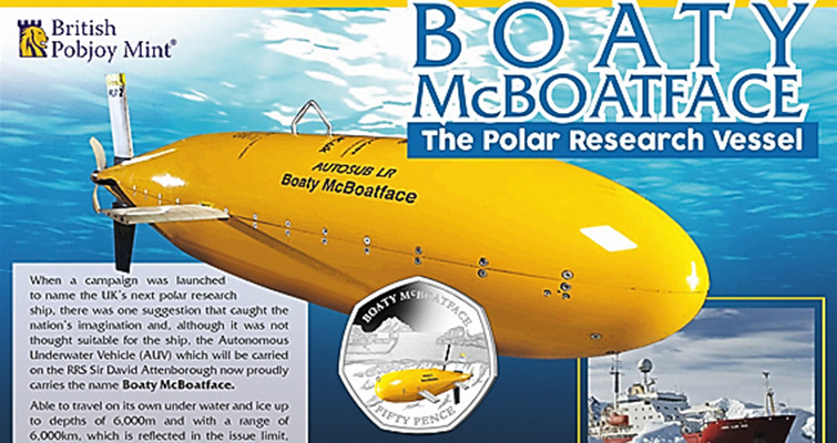 El chiste de Internet «Boaty McBoatface» ahora tiene una moneda