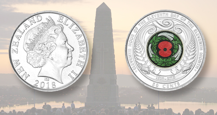 Un comerciante estadounidense ofrece una moneda del Armisticio de Nueva Zelanda