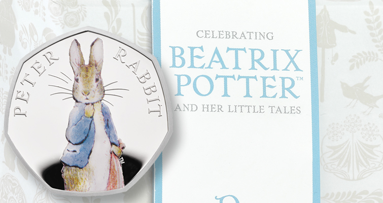 Peter Rabbit en una moneda de 50 peniques para 2019