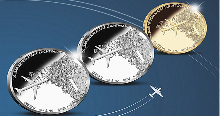 Las monedas marcan el centenario de la aviación holandesa