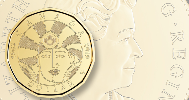 Circulación de 1 dólar canadiense en 2019 por el aniversario de la igualdad