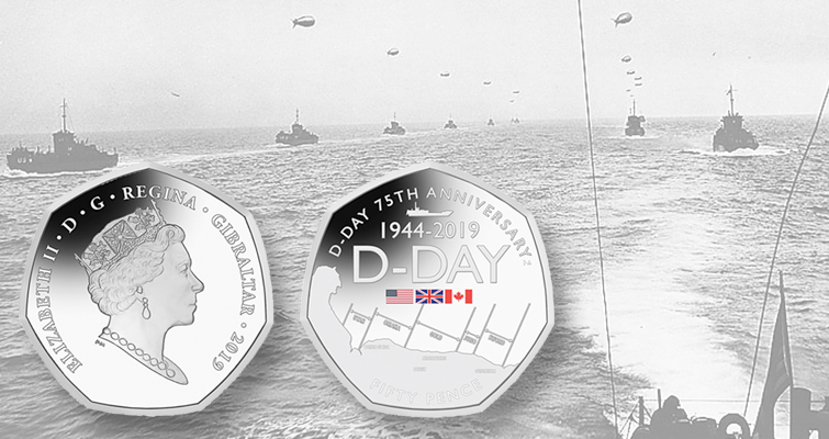 Pobjoy emite una colorida moneda de 50 peniques del Día D