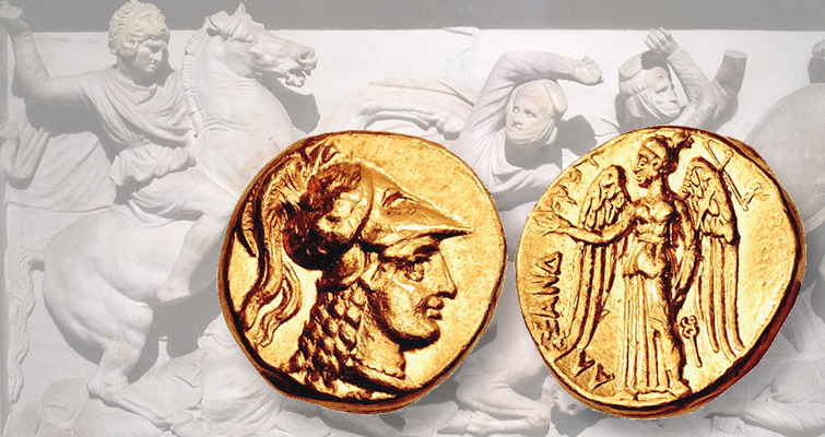 Estéter de oro de Alejandro Magno en la subasta de mayo del CNG