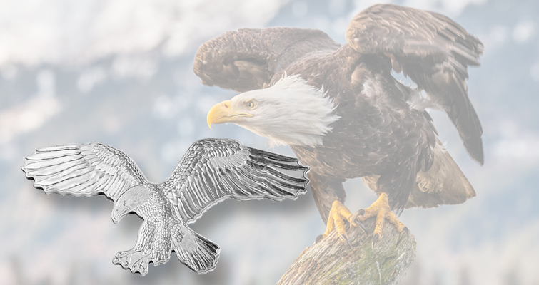 Símbolo de América en una moneda de plata de 2 dólares para las Islas Salomón