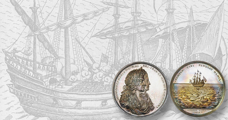 Sedwick subasta una reedición de la medalla de plata del naufragio de 1687 Sedwick subasta una reedición de la medalla de plata del naufragio de 1687