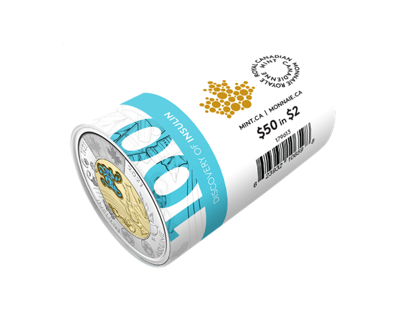 2021 Moneda conmemorativa de 2 CN$ para celebrar el descubrimiento de la insulina