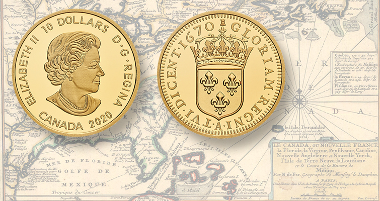 La clásica moneda de plata de Nueva Francia recibe un tratamiento dorado