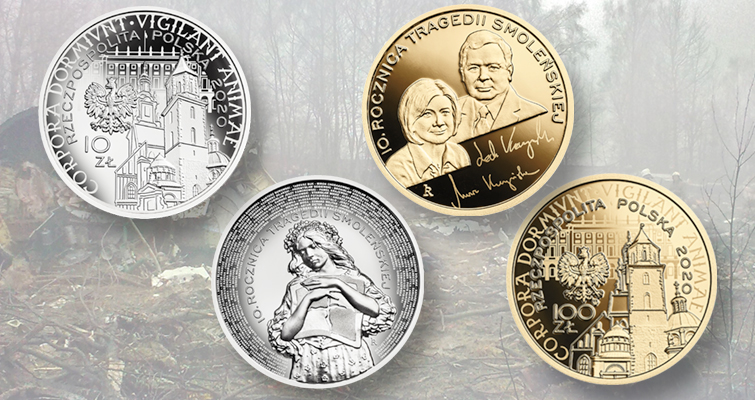 Polonia aborda el doloroso accidente aéreo con dos nuevas monedas