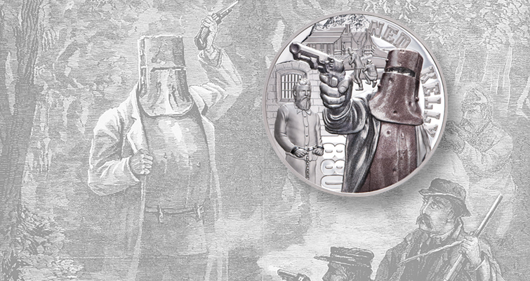 El forajido australiano Ned Kelly aparece en una moneda de plata de 5 dólares de Niue