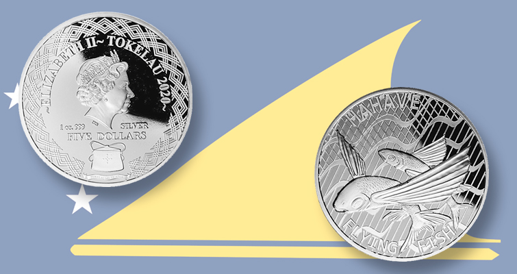 Tokelau lanza una moneda de plata de 5 dólares en forma de pez volador