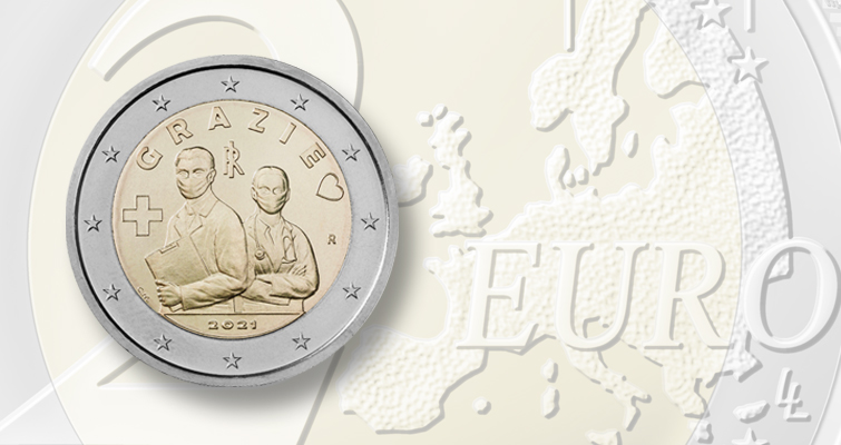 El conmemorativo italiano que circula agradece al personal sanitario