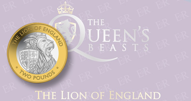 El León de Inglaterra en las monedas de bestias de la reina de Pobjoy marca el cumpleaños de la monarca