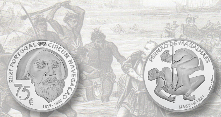 Portugal rinde homenaje al explorador Magallanes en la emisión de plata de 2021