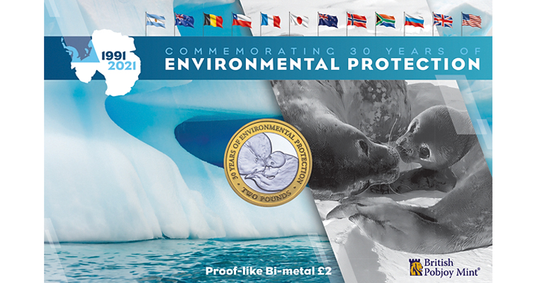 Pobjoy celebra el tratado antártico con monedas de 2 libras