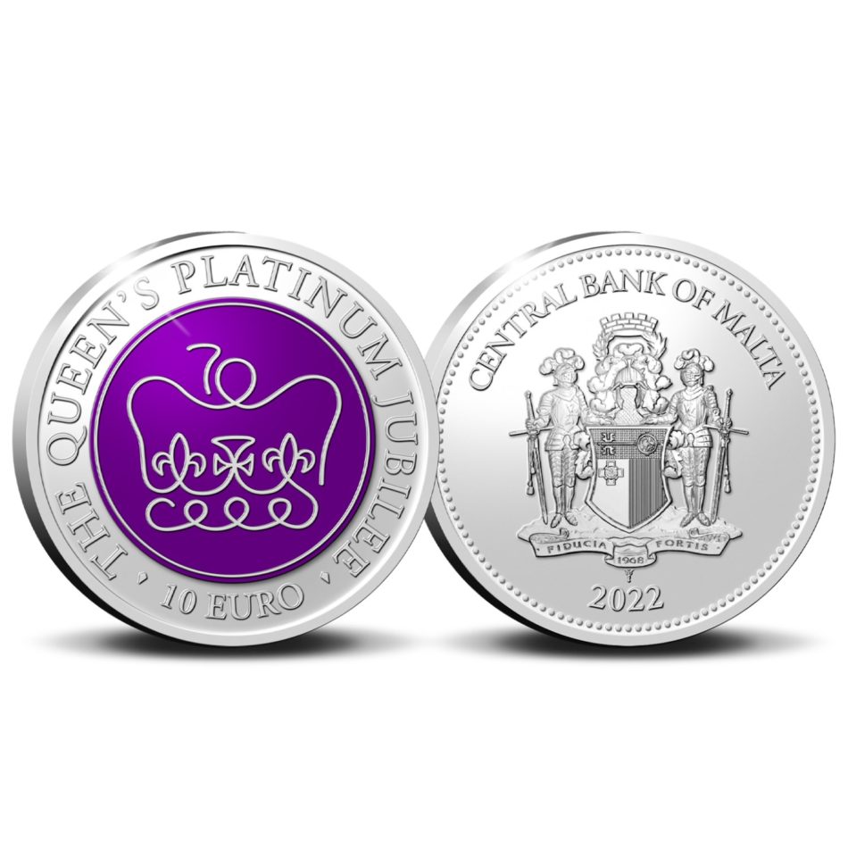 2022 Malta Reina Isabel II Jubileo de Platino monedas de euro