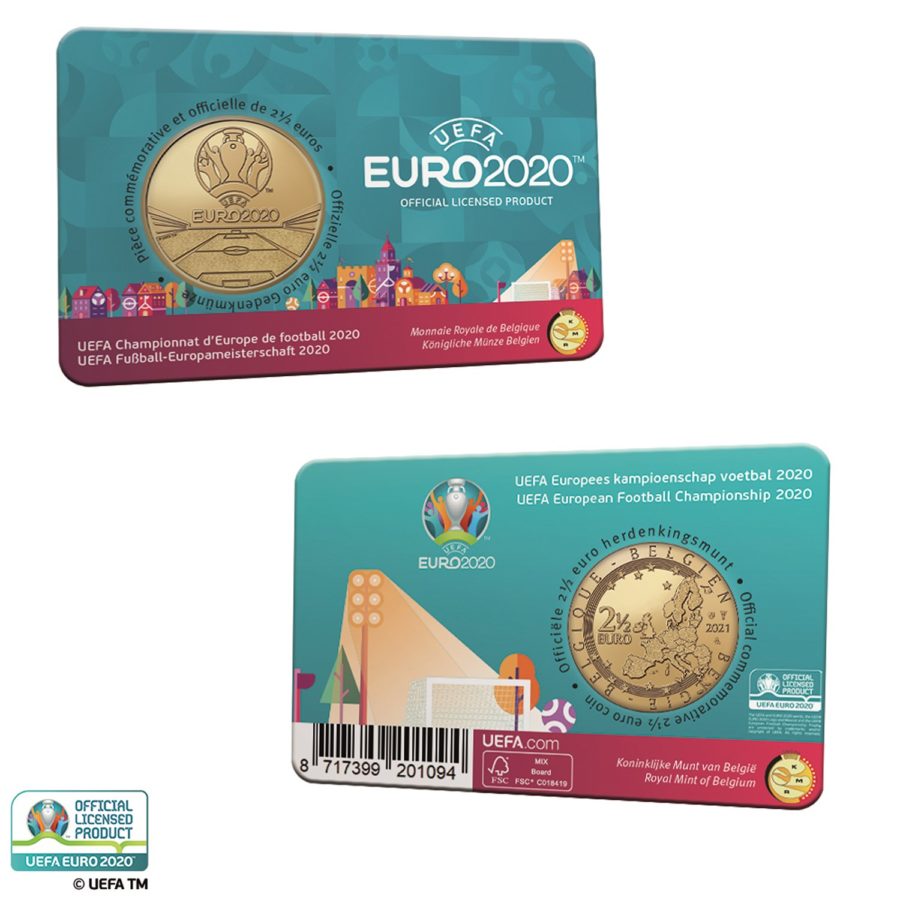 Bélgica 2021 2,5 euros para celebrar el campeonato de la UEFA