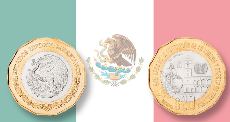 México pone en circulación la moneda de 20 pesos del aniversario de Veracruz 2020